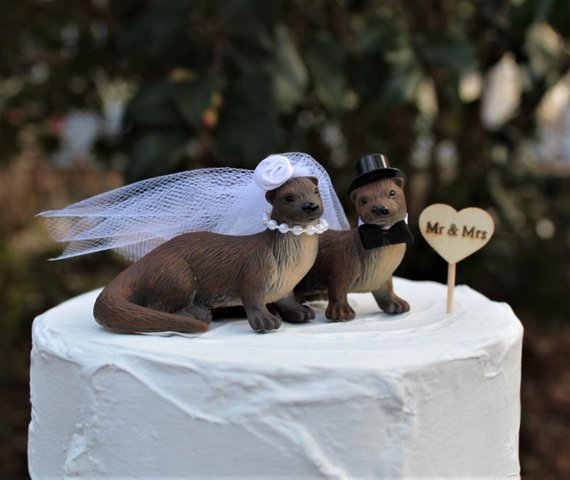 River Otter Wedding  Cake  Topper  In Otter News