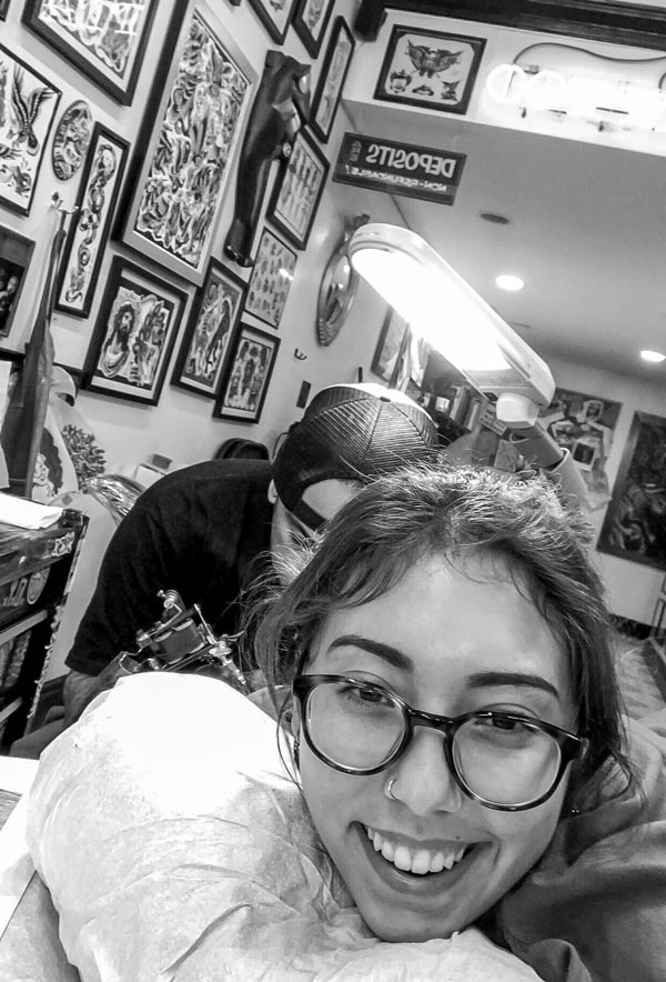 Allison in the tattoo studio