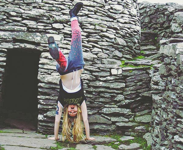 Fleur-Doing-Handstand Fleur and her otter tattoo doing a hand stand