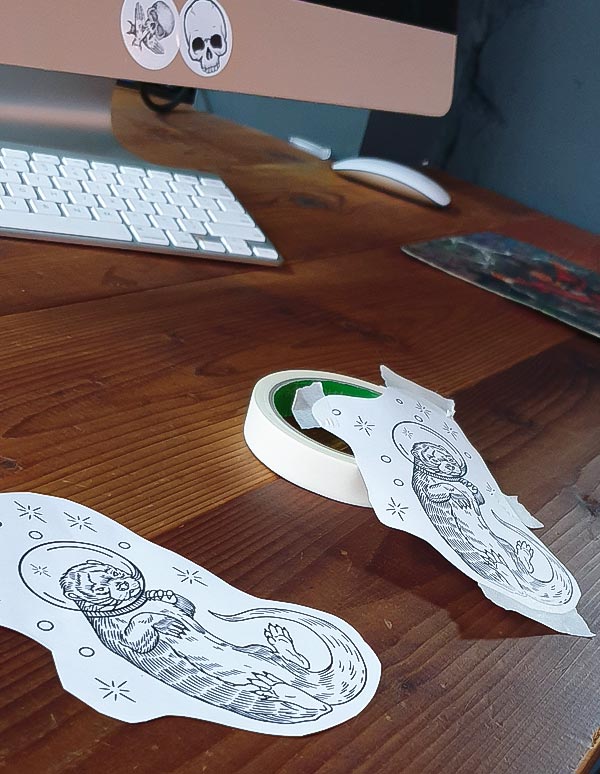Otter-In-Space-Tattoo-Templates2 Otter In Space tattoo outlines