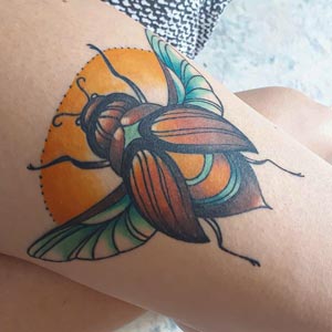 beetle-tattoo-on-thigh-tattoo Beetle tattoo on thigh