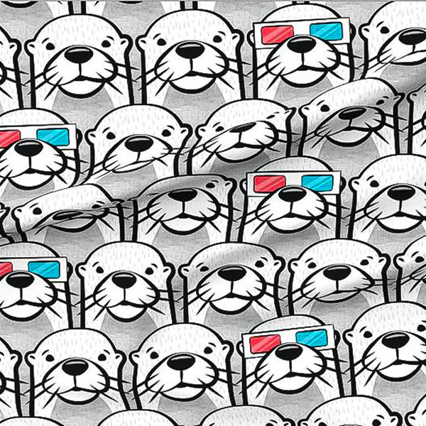 3d Glasses Otter Fabric