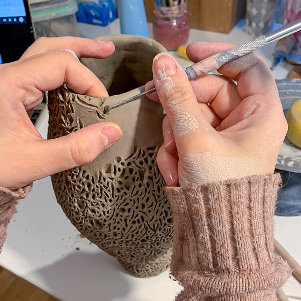 Clay art creation vase