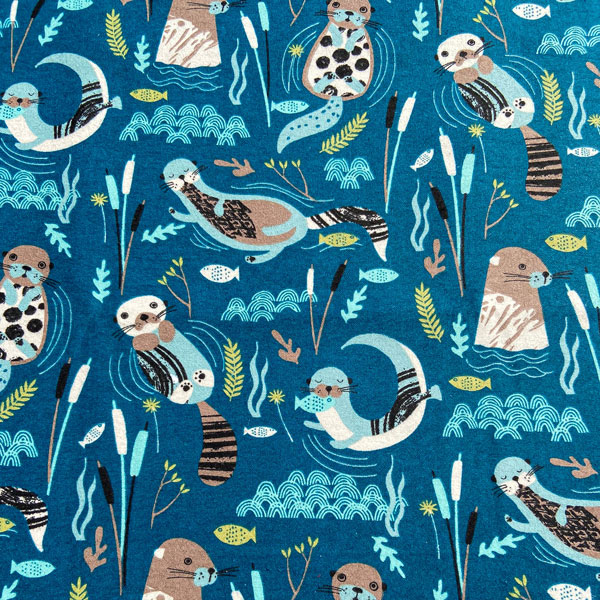 Swimming Otters Flannel Fabric