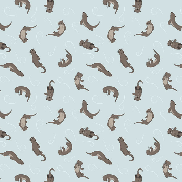 Otters on Pale Blue