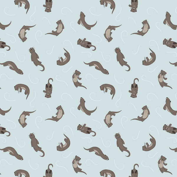 Otters on Pale Blue