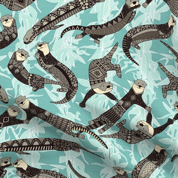 Sea otter blue patterned fabric